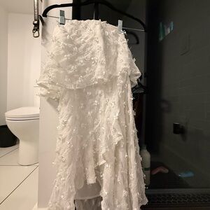 White Embroidered Off-Shoulder Mini Dress